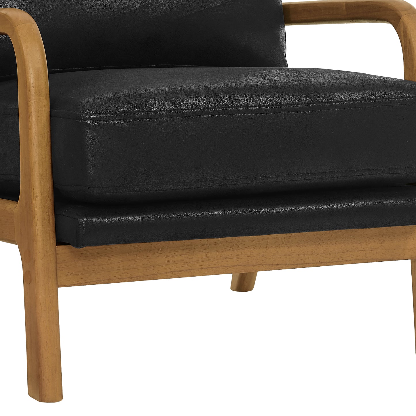Mid-Century Modern Wooden Lounge Chair - Black