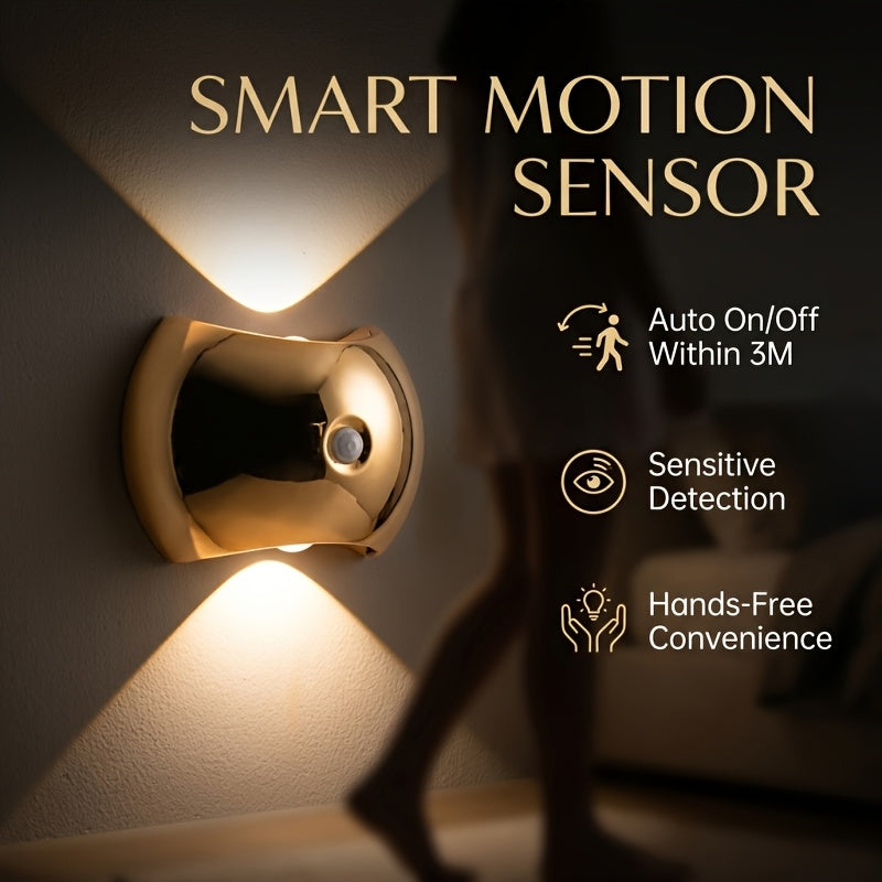 Rechargeable Magnetic LED Night Light Wall Sconce - 3 Color Modes, Motion Sensor, 2 or 4 Pack