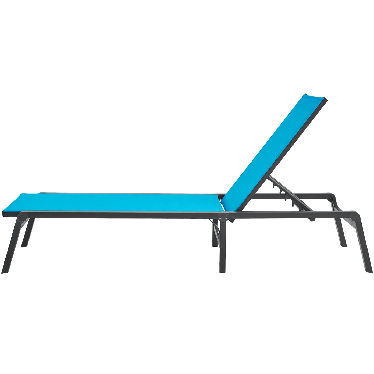 Outdoor Lounge Chair with Adjustable 5-Position Recline - Patio Garden Furniture, Grey