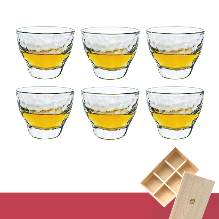 Hammer Pattern Small Wine Cup Set - Japanese Tea Drinkware with Wooden Box