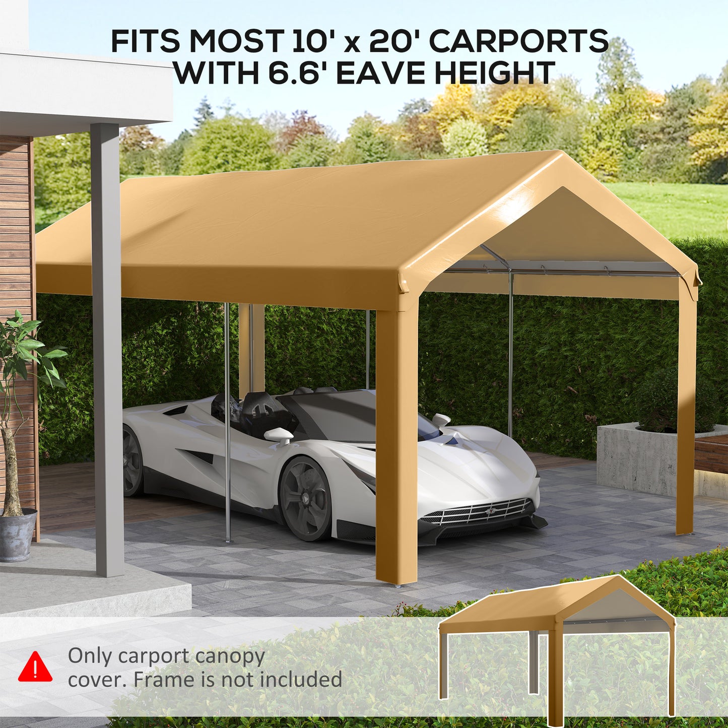10' x 20' UV Resistant Carport Canopy Replacement Cover - Beige