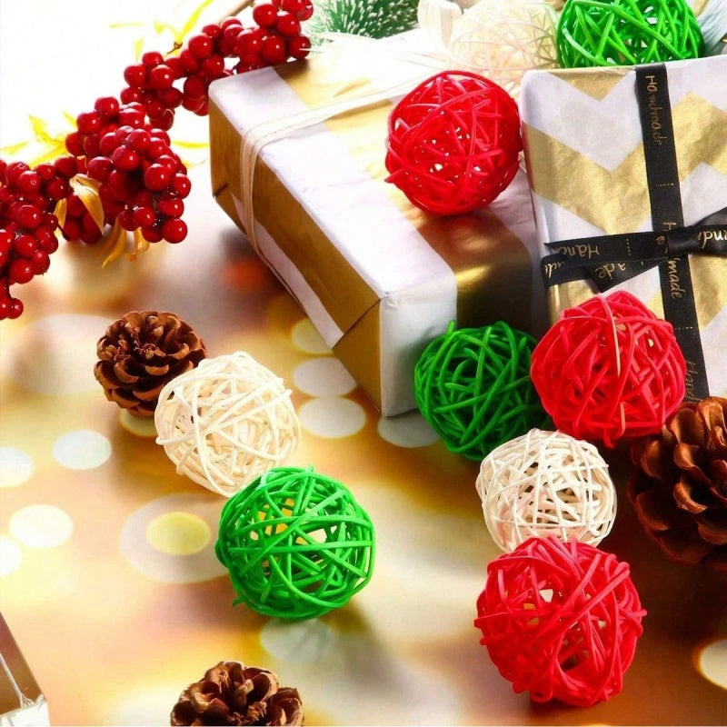 30 Pcs Christmas Rattan Balls - Decorative Vase Filler Ornaments