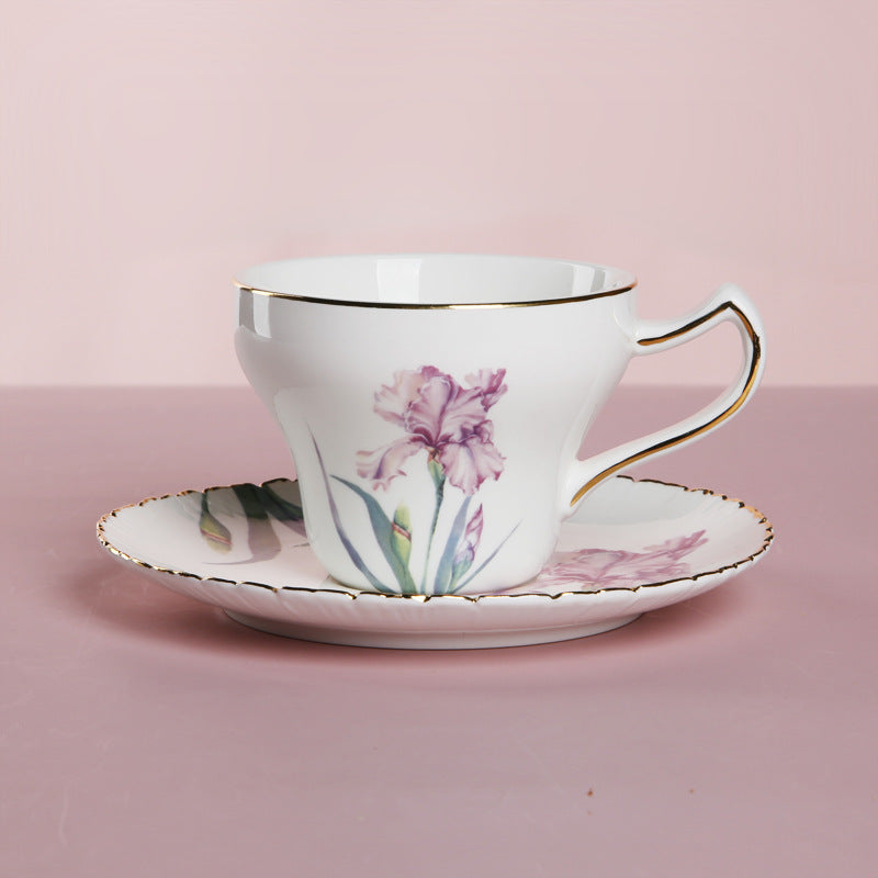 European Style Porcelain Coffee Cup and Plate Set - Multiple Colors & Capacities