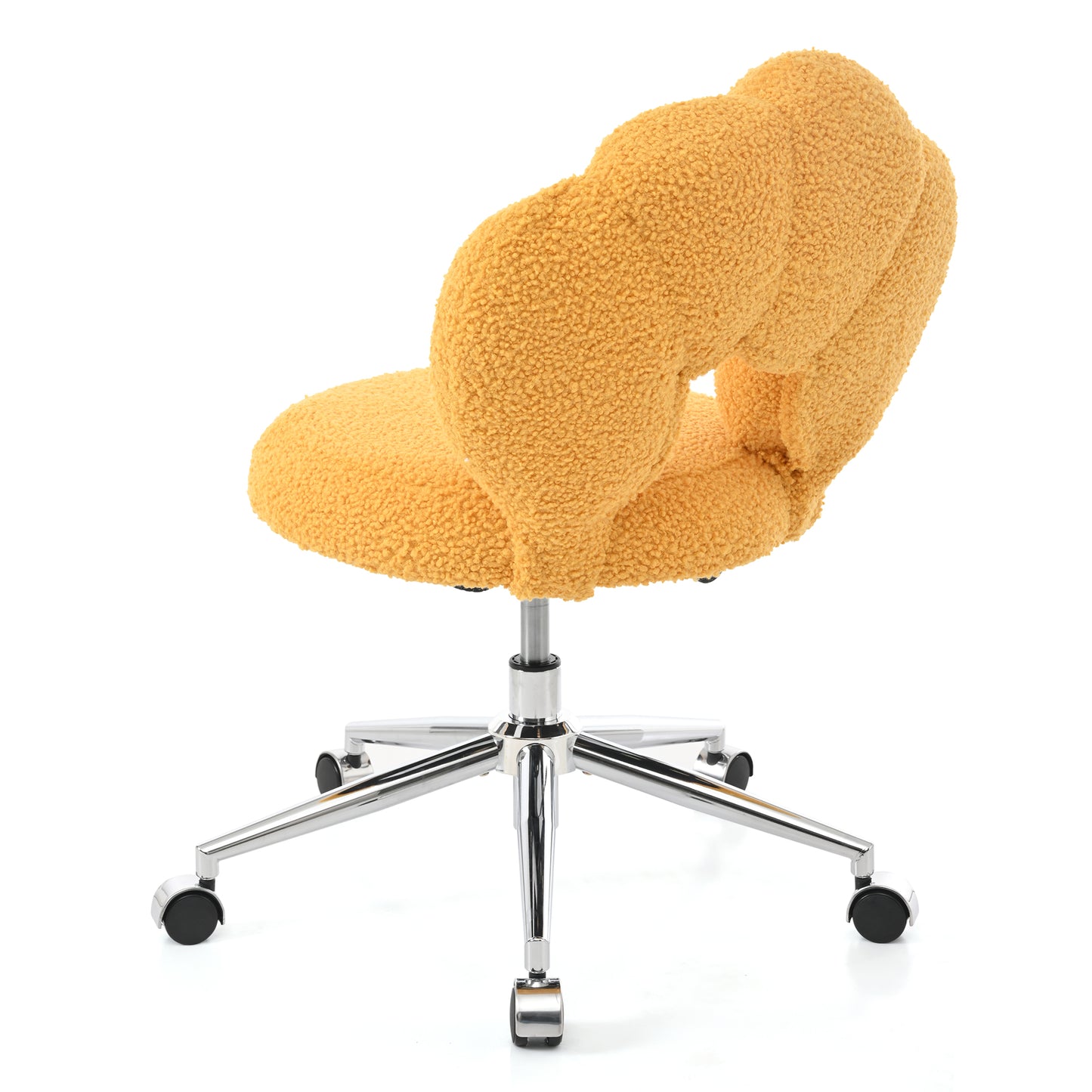 Height Adjustable 360° Swivel Chair - Yellow Teddy Fabric