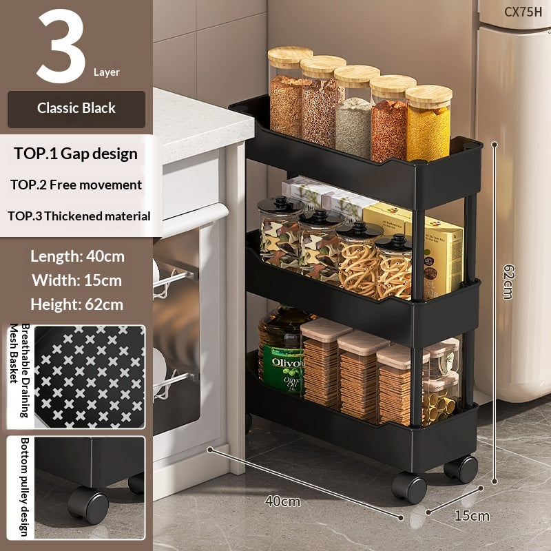 Multi-Layer Rolling Storage Cart with Wheels for Kitchen Bathroom Organization