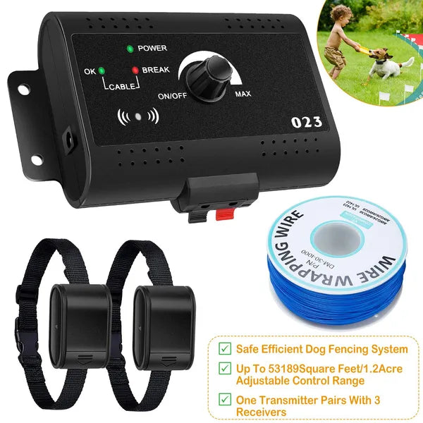 Electric Dog Fence System with Water-Resistant Collar for Small to Large Dogs