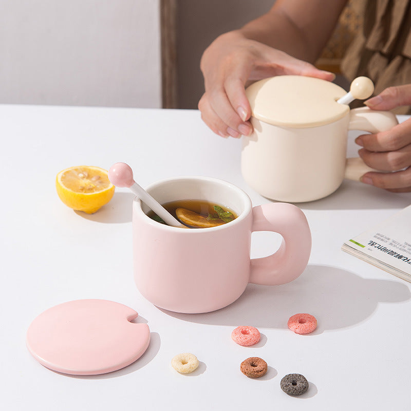 Ceramic Drinking Mug for Office Water - 380ml, Multi-Color