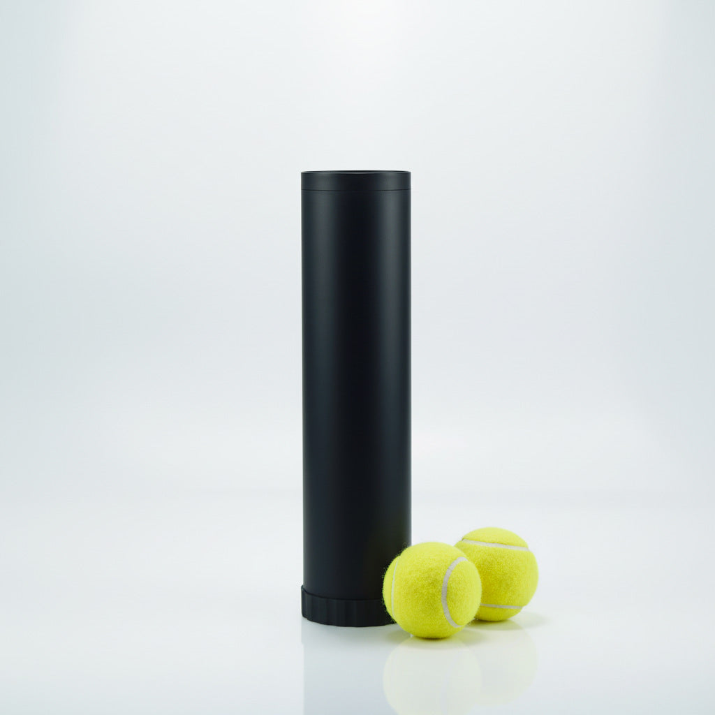 Pressure Tennis Ball Storage Canister - Black, 8.5cm Diameter, 32.5cm Height