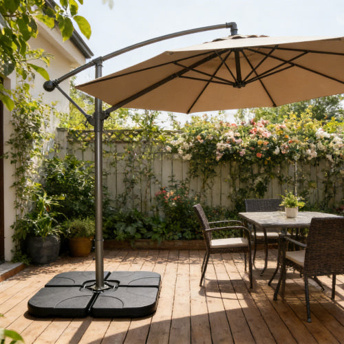 Heavy-Duty Offset Patio Umbrella Stand, Refillable Base With Water Or