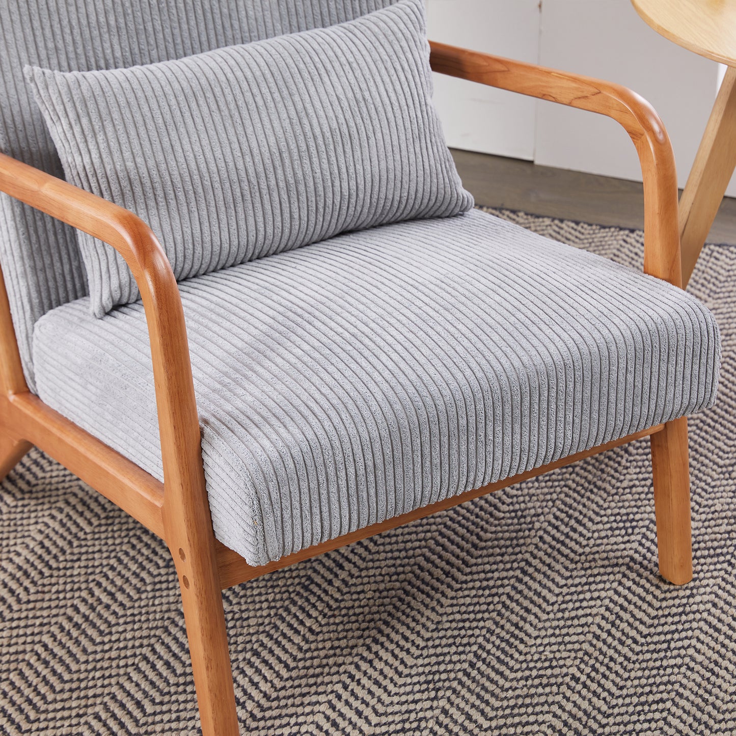 Mid-Century Modern Upholstered Accent Chair - Light Gray