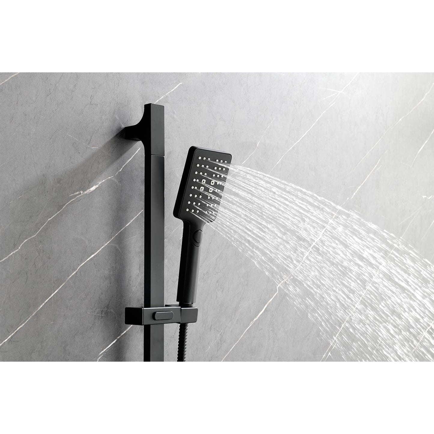 Wall-Mounted Shower System with Hand Shower & Bodysprays - Matte Black