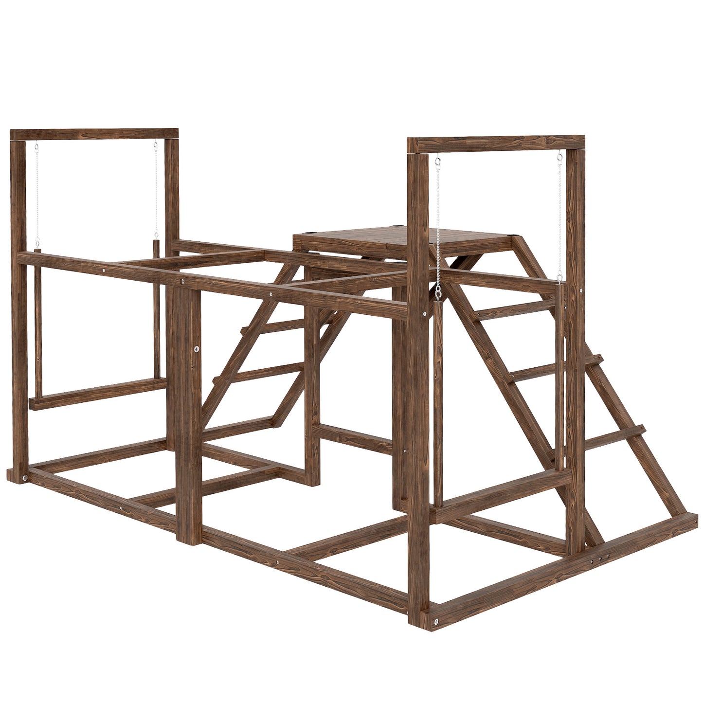 Chicken Activity Play Set with Perches, Swing, Ladder for Poultry, Coffee