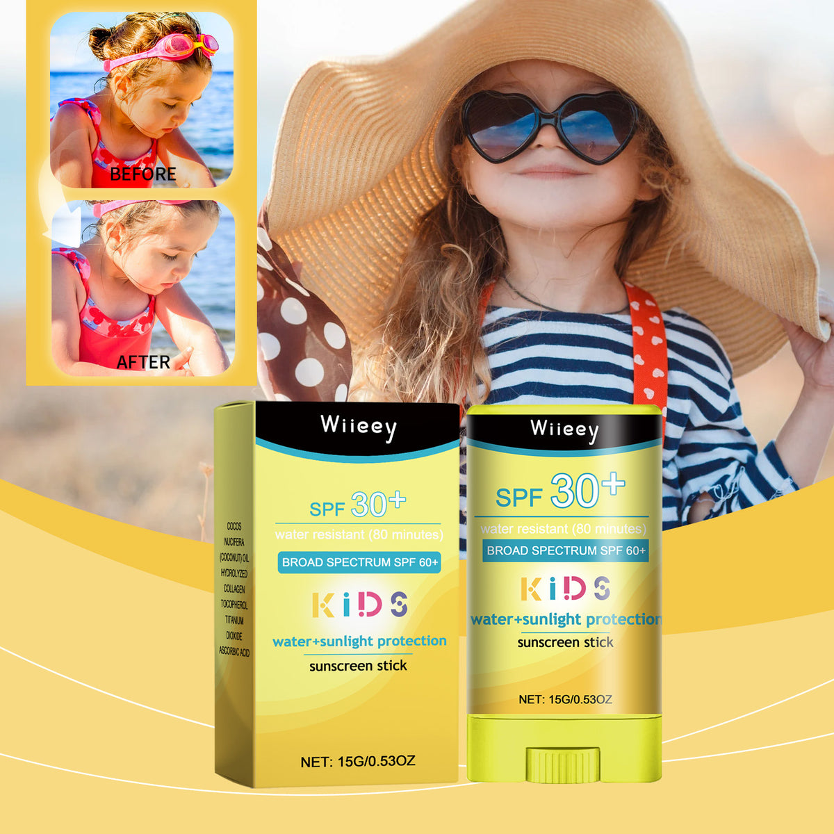 Children's Protective Stick UV Light Refreshing Not Sticky