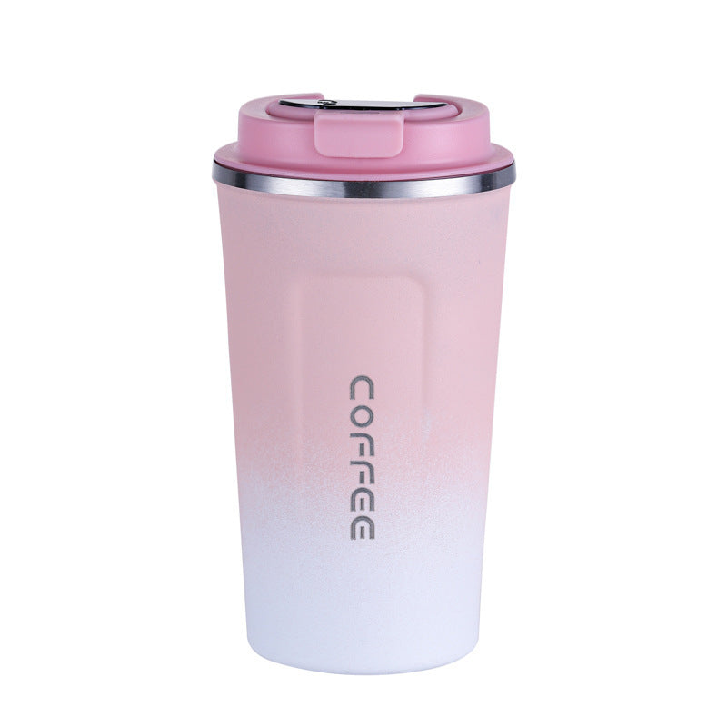 Stainless Steel Double-Layer Vacuum Coffee Cup with Straw - Outdoor & Travel