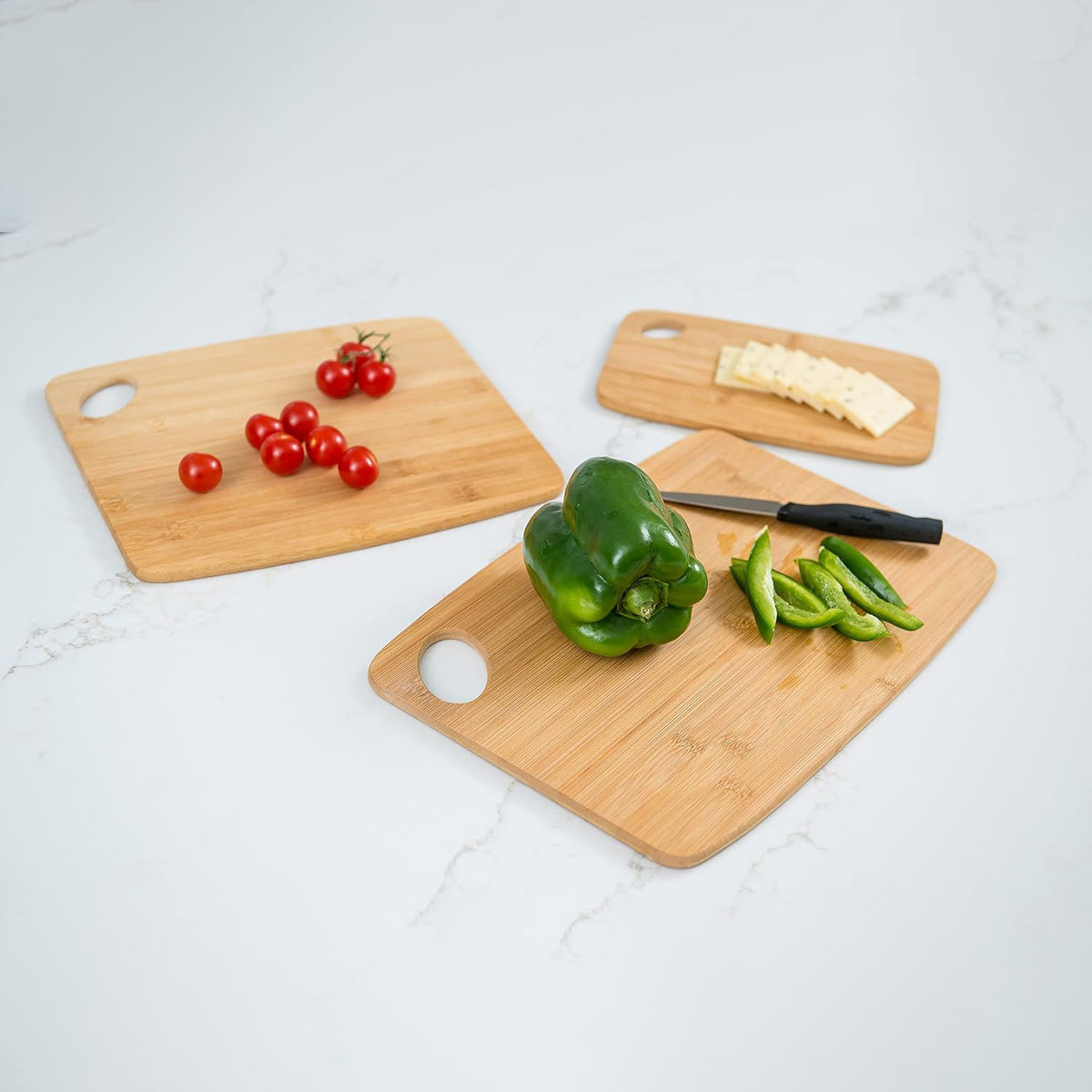 Double-Sided Bamboo Kitchen Chopping Board Set - Multiple Sizes