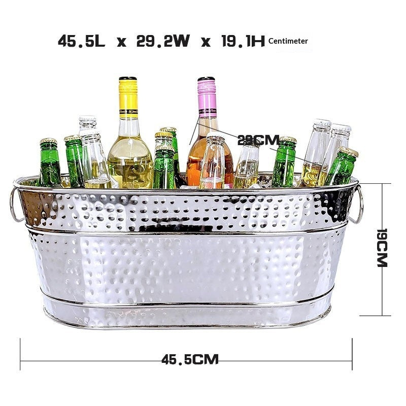 Oval-Shaped Galvanized Metal Ice Basin with Side Handles - Home Storage