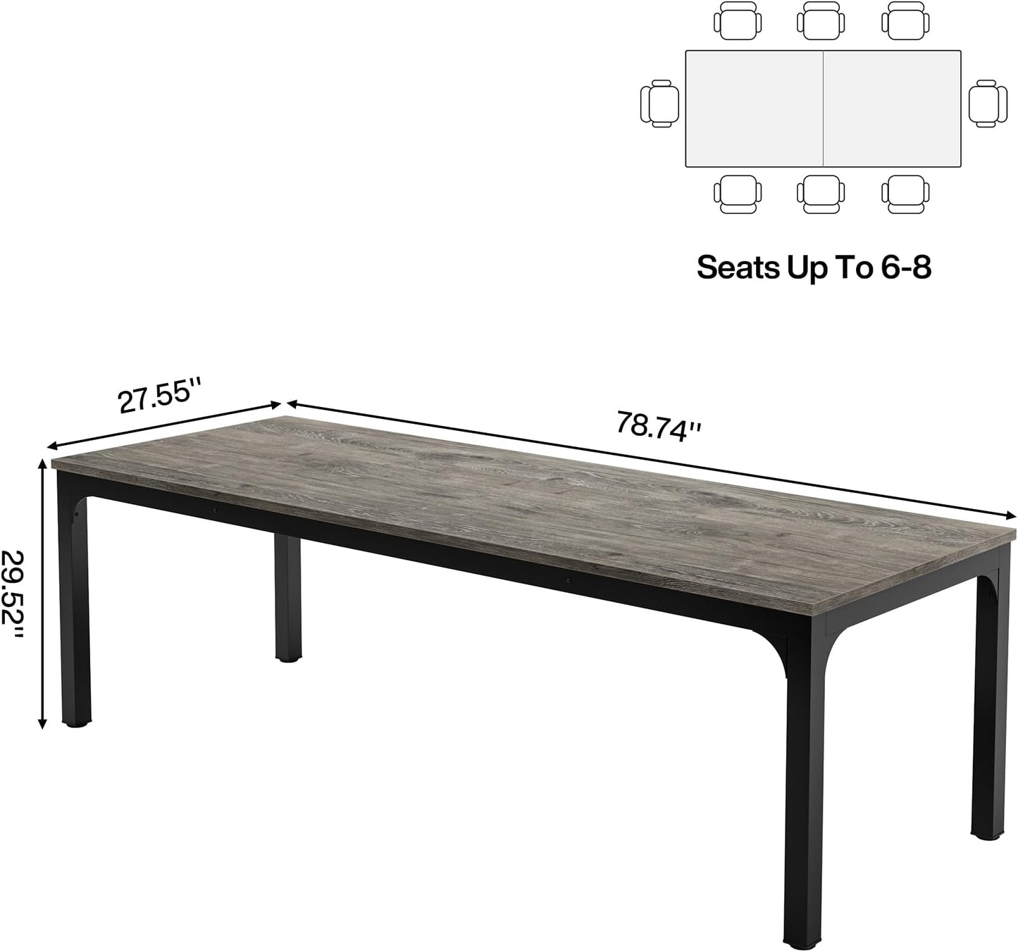 Spacious Rectangle Computer Desk - Black Gray Executive Table