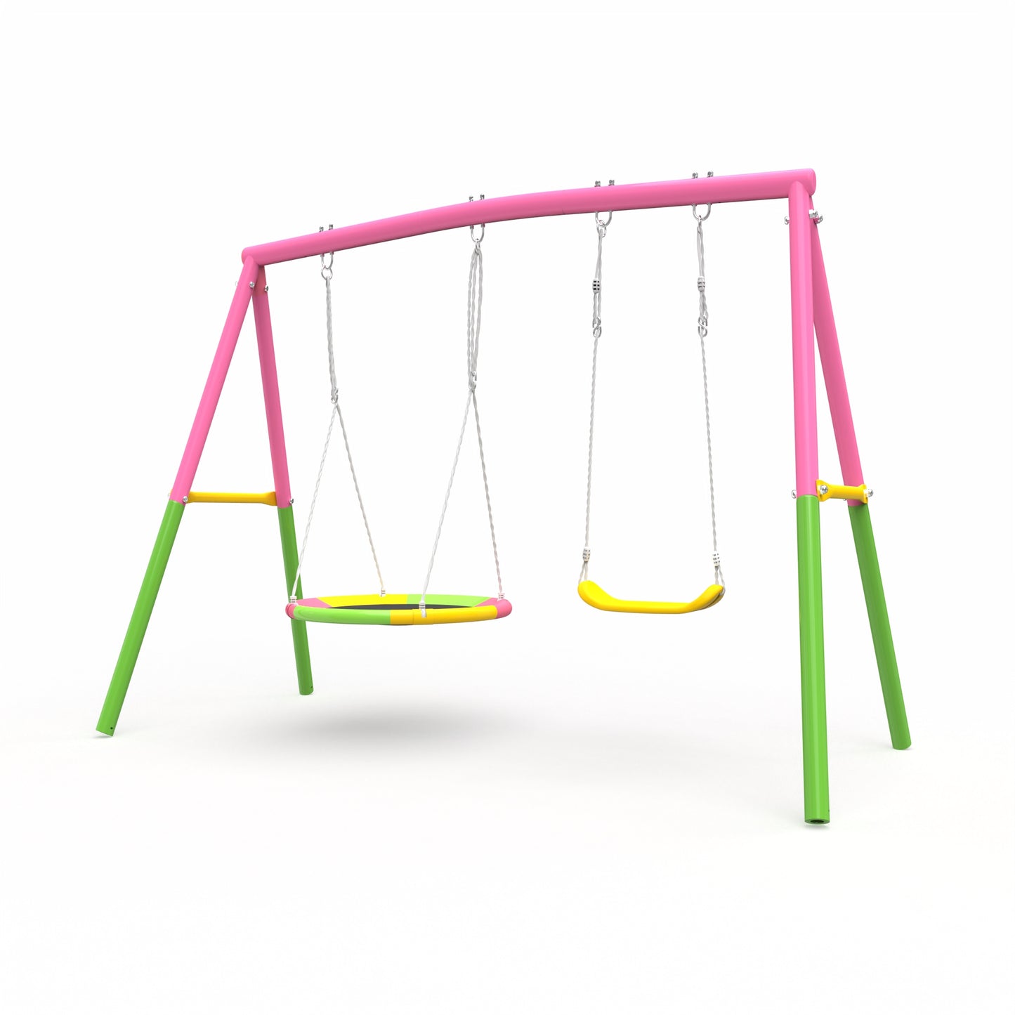 Heavy-Duty Swing Set for Backyard - 330lbs Capacity, 1 Saucer & 1 Belt Swing
