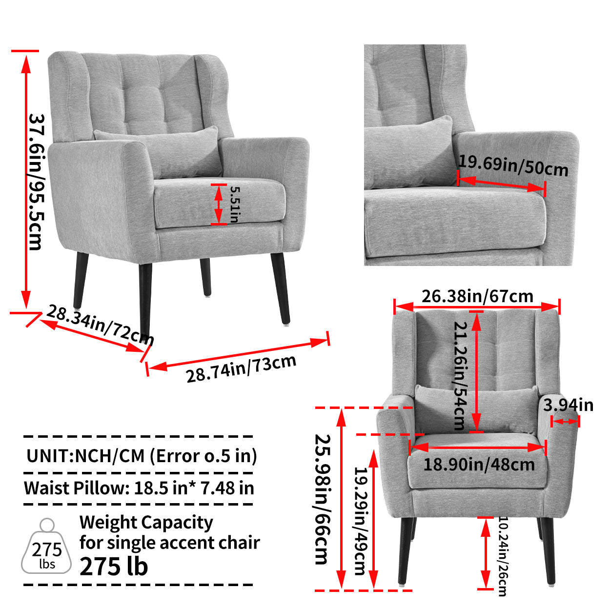 Modern Accent Chair - Soft Chenille Upholstered Armchair in Olive Green