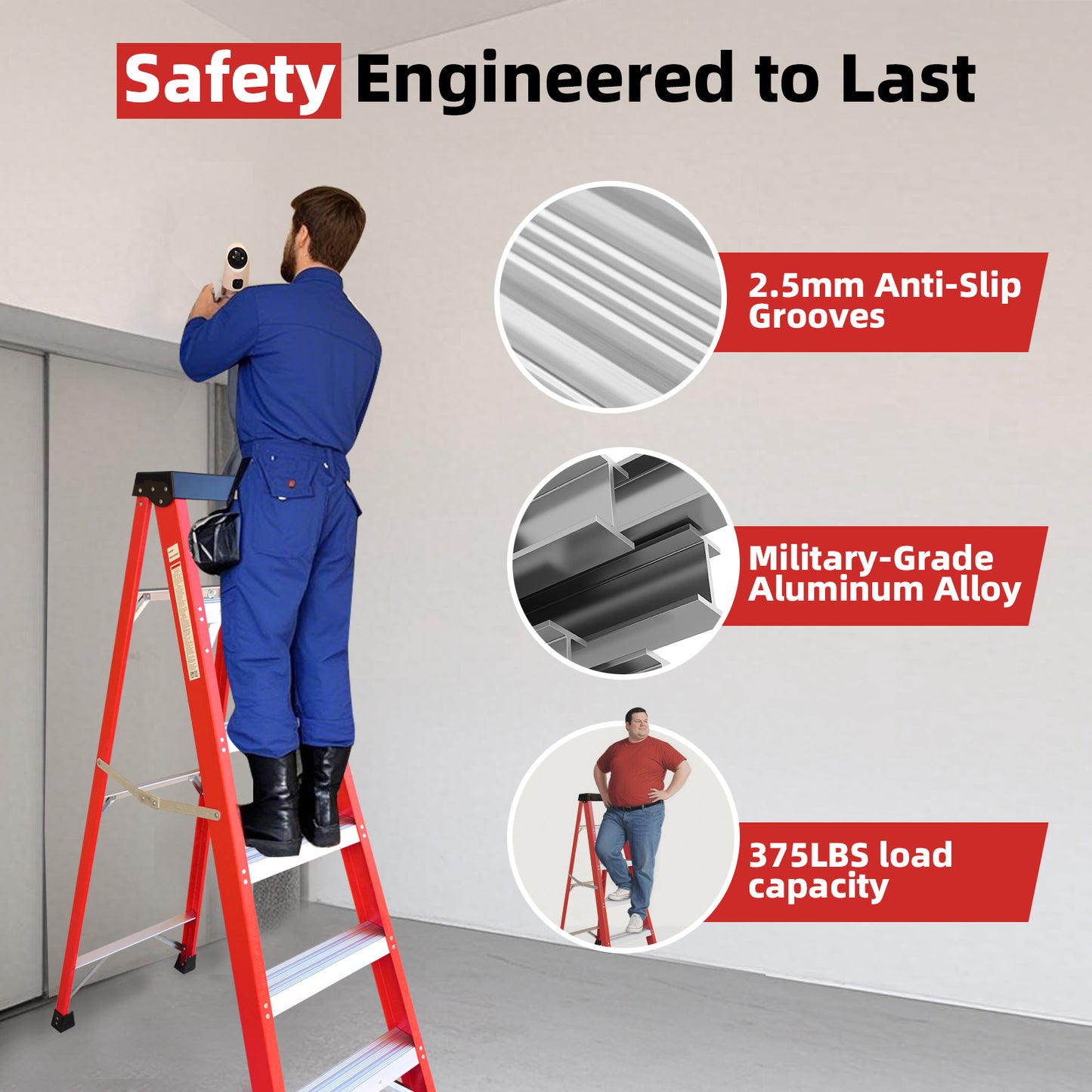 Fiberglass Ladder, Single Side Step For Electrical Engineering Ladder