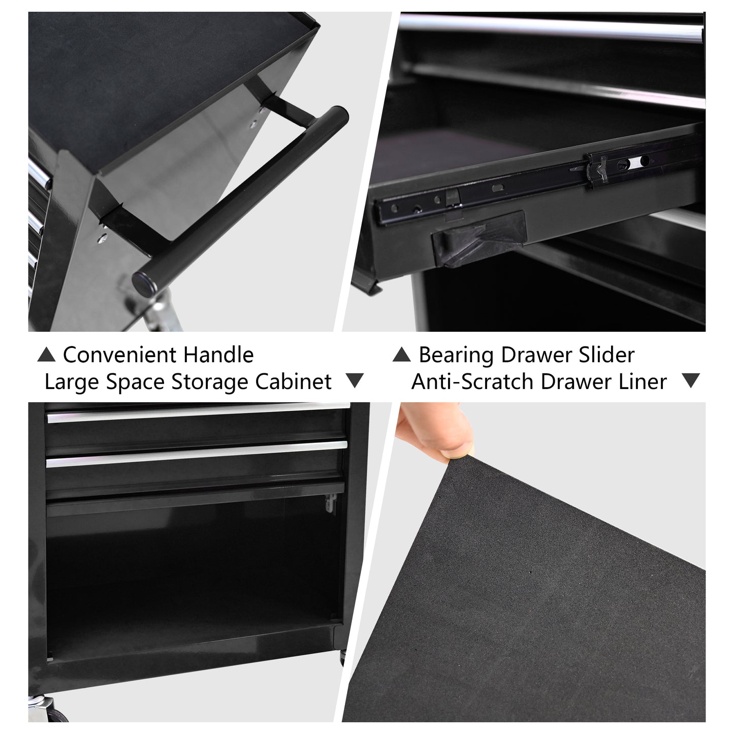 Multifunctional Tool Cart with 4 Drawers and Wheels - Steel Garage Storage