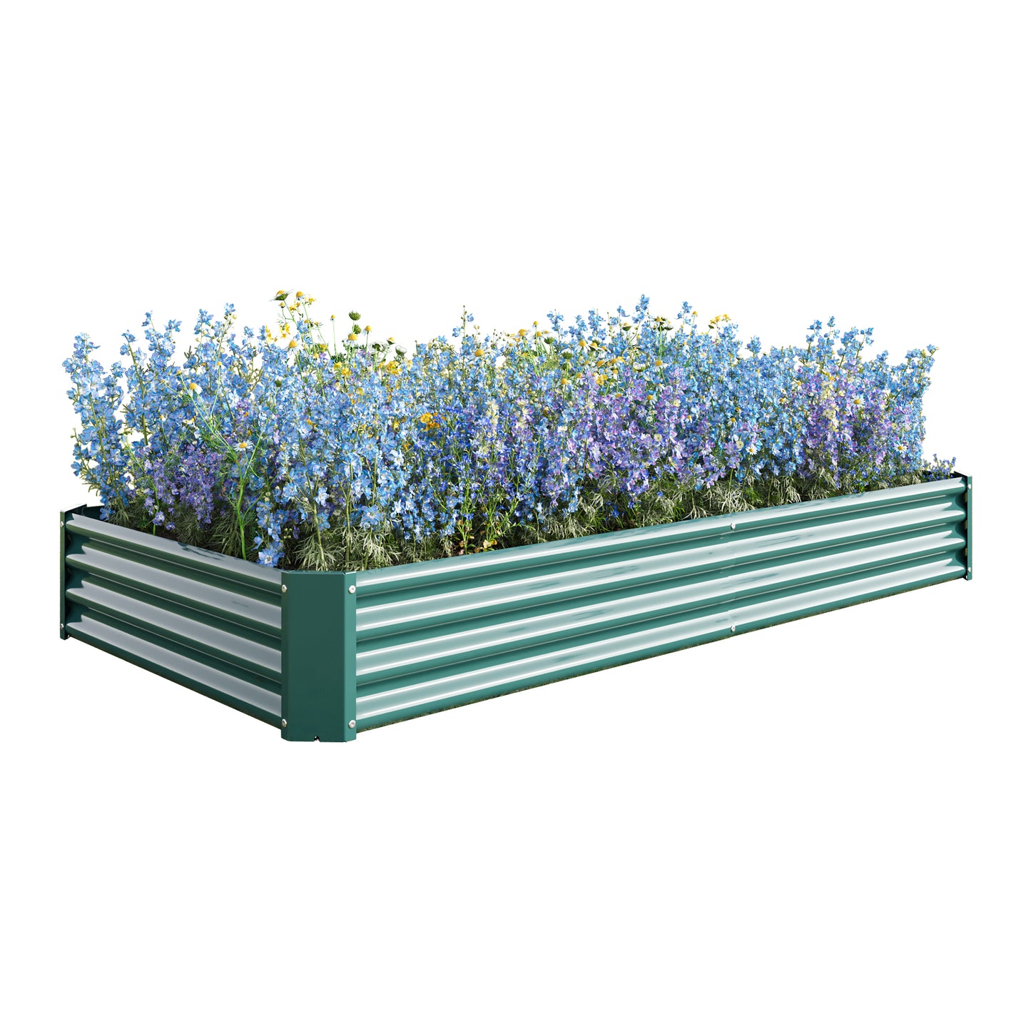 2-Piece Green Metal Raised Garden Planter Bed - 7.6' x 3.7'