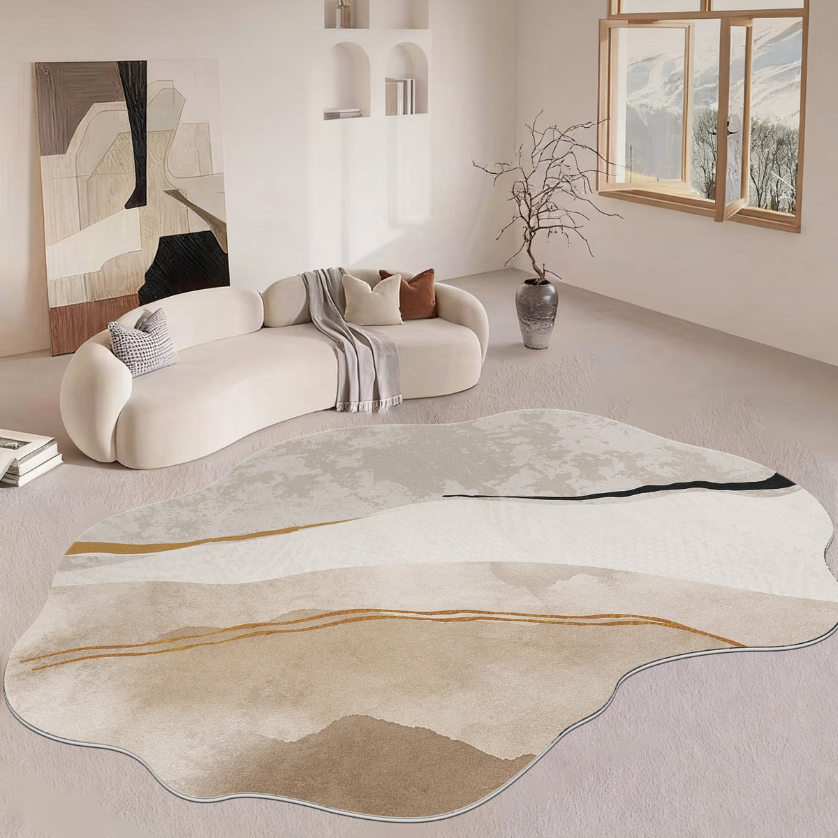 Irregular Shaped Cashmere-Like Water and Oil Absorbent Carpet for Living Room