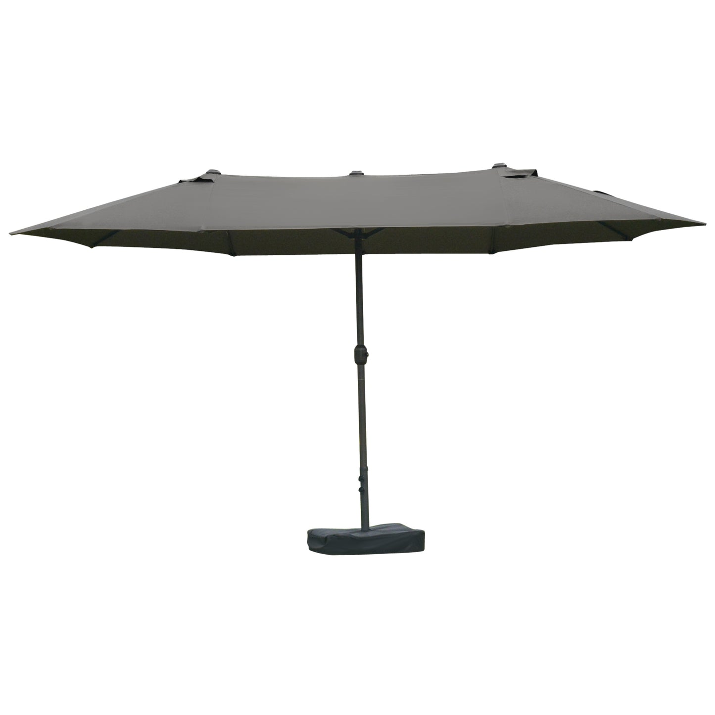 15' Double-Sided Patio Umbrella with Steel Base & UV Protection - Dark Gray