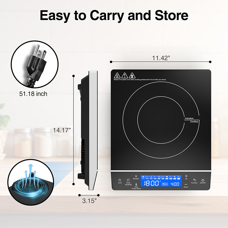 Portable Induction Cooker 2000W Black 110V-220V Multi-Function Kitchen Appliance