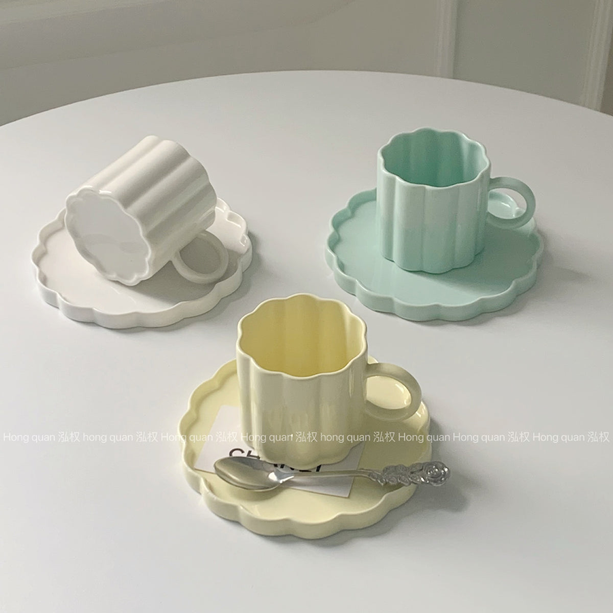 Macaron Color Series Ceramic Cup and Dish Set - Kitchen Decor