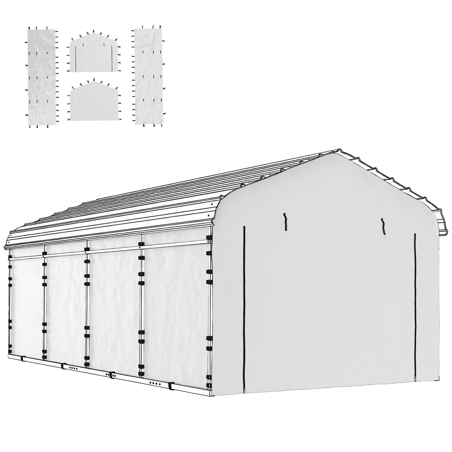 10x15 Carport Replacement Sidewall Panel - White UPF50+ Waterproof