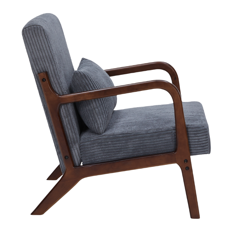 Mid-Century Modern Accent Chair - Antique Dark Grey Upholstered Armchair