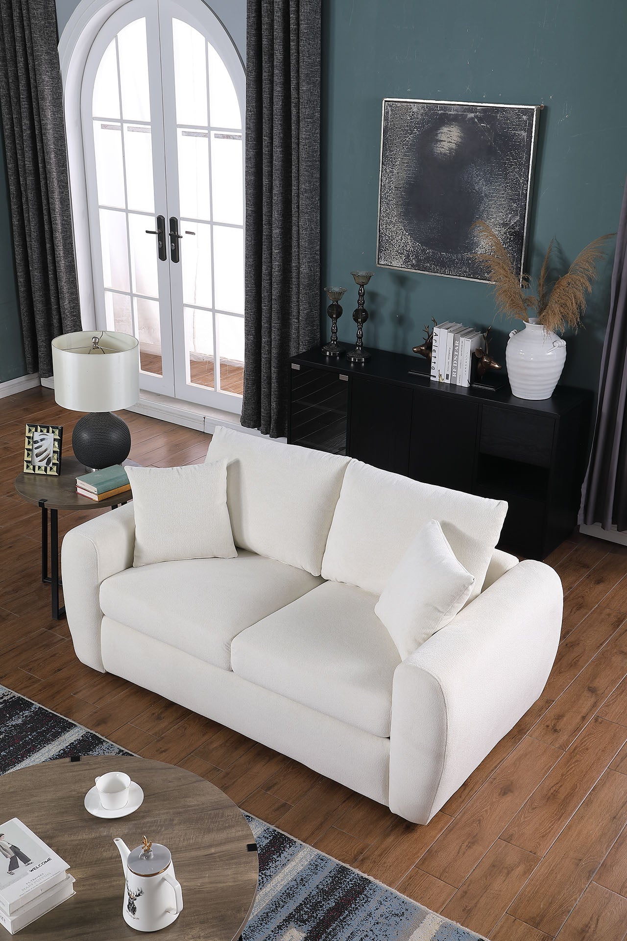 Beige Modern Minimalist Sofa - 2-Seater Medium-Soft Comfort