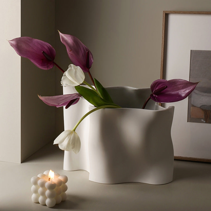 Ceramic Silver Electroplating Flower Vase - Light Luxury Home Decor