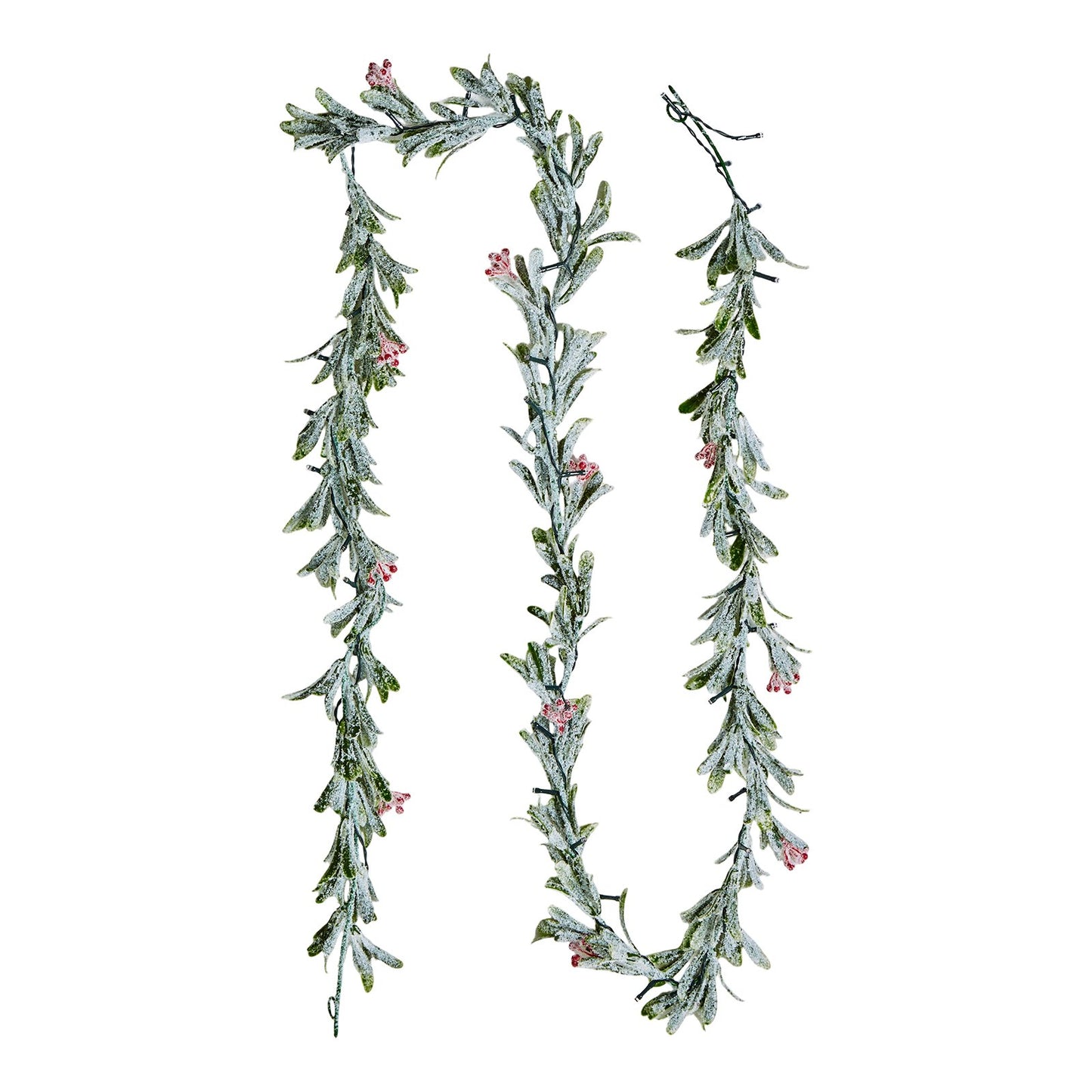 9Ft Christmas Garland with LED Lights, Realistic Vines & Berries, Green