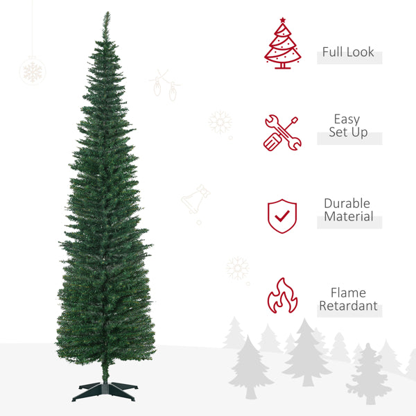 7ft Slim Pencil Style Artificial Christmas Tree - Green
