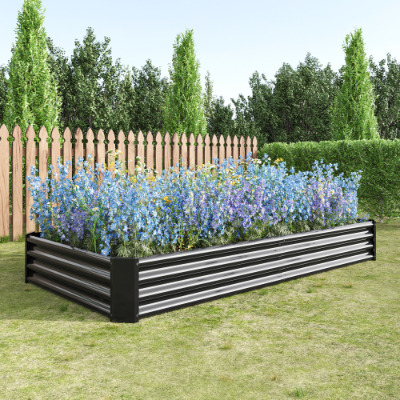 Metal Raised Garden Bed Kit 7.6x3.7ft for Vegetables, Flowers, Herbs - Black