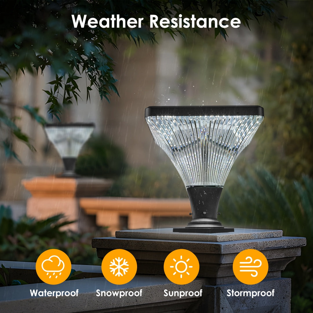 15-Inch Black LED Outdoor Post Light with Remote Control