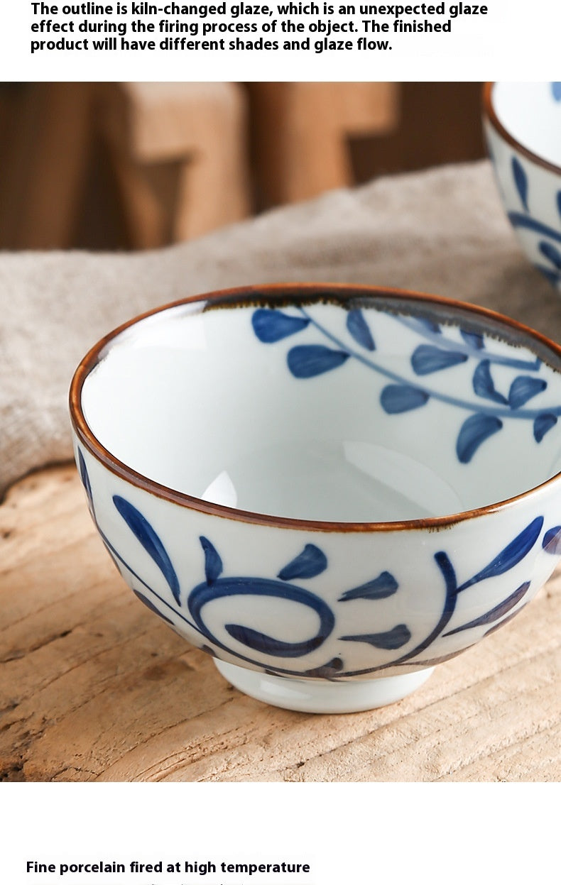 Chinese Style Ceramic Hook Rattan Tableware Set for Kitchen Dining