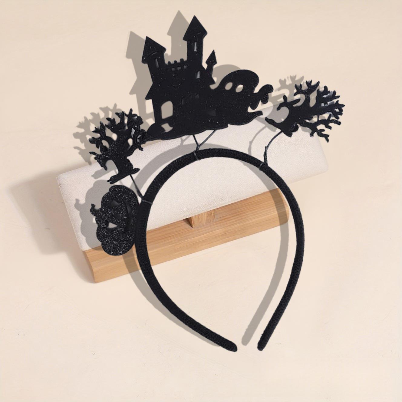 Dark Style Ghost Bat Headband with Feather and Bat Flower Design - Unisex Hair Accessory