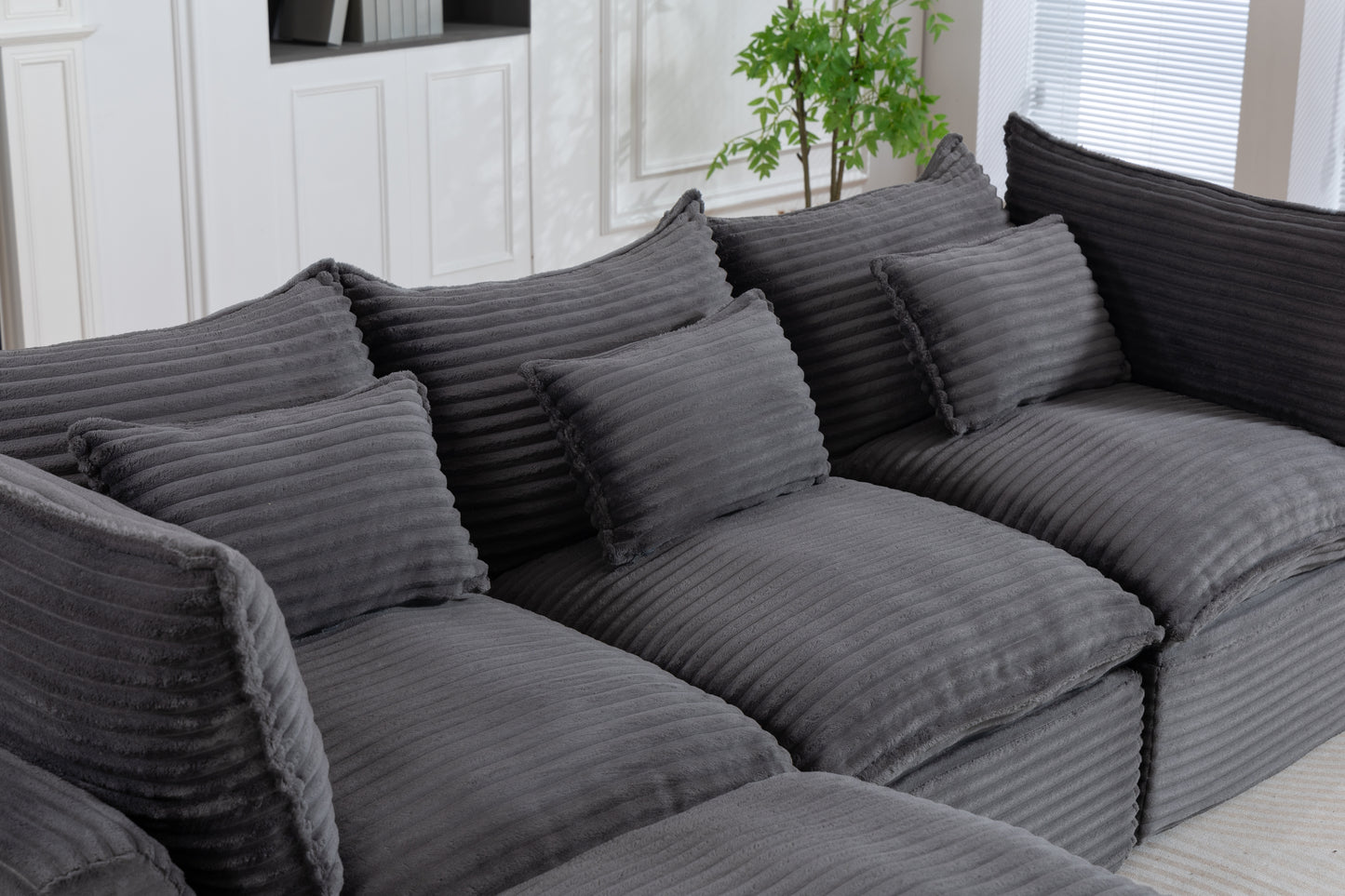 102.3" Modular Sectional Sofa - Comfy Corduroy in Antique Grey
