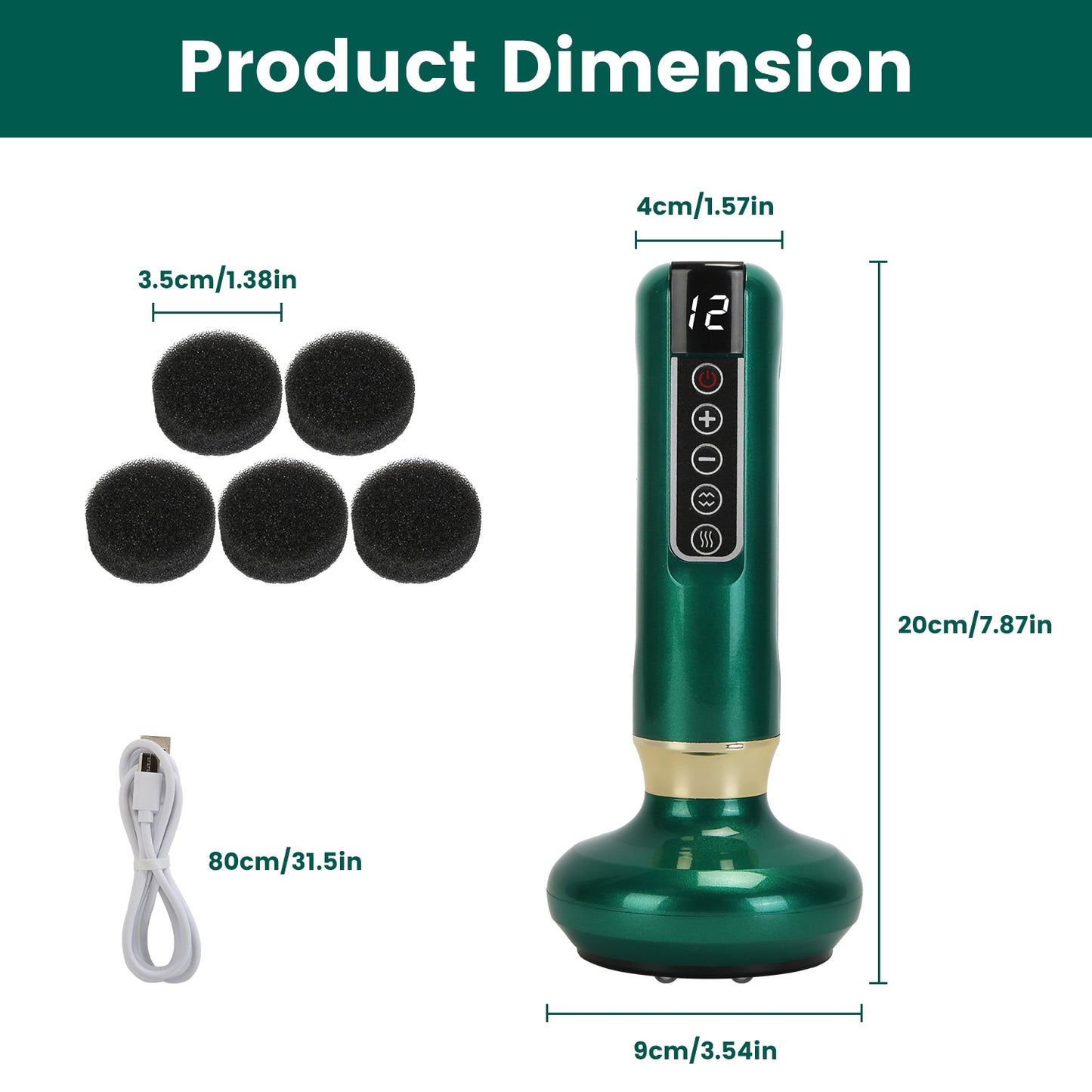 Cordless Anti-Cellulite Vacuum Massager with 12-Level Suction & Heat Therapy