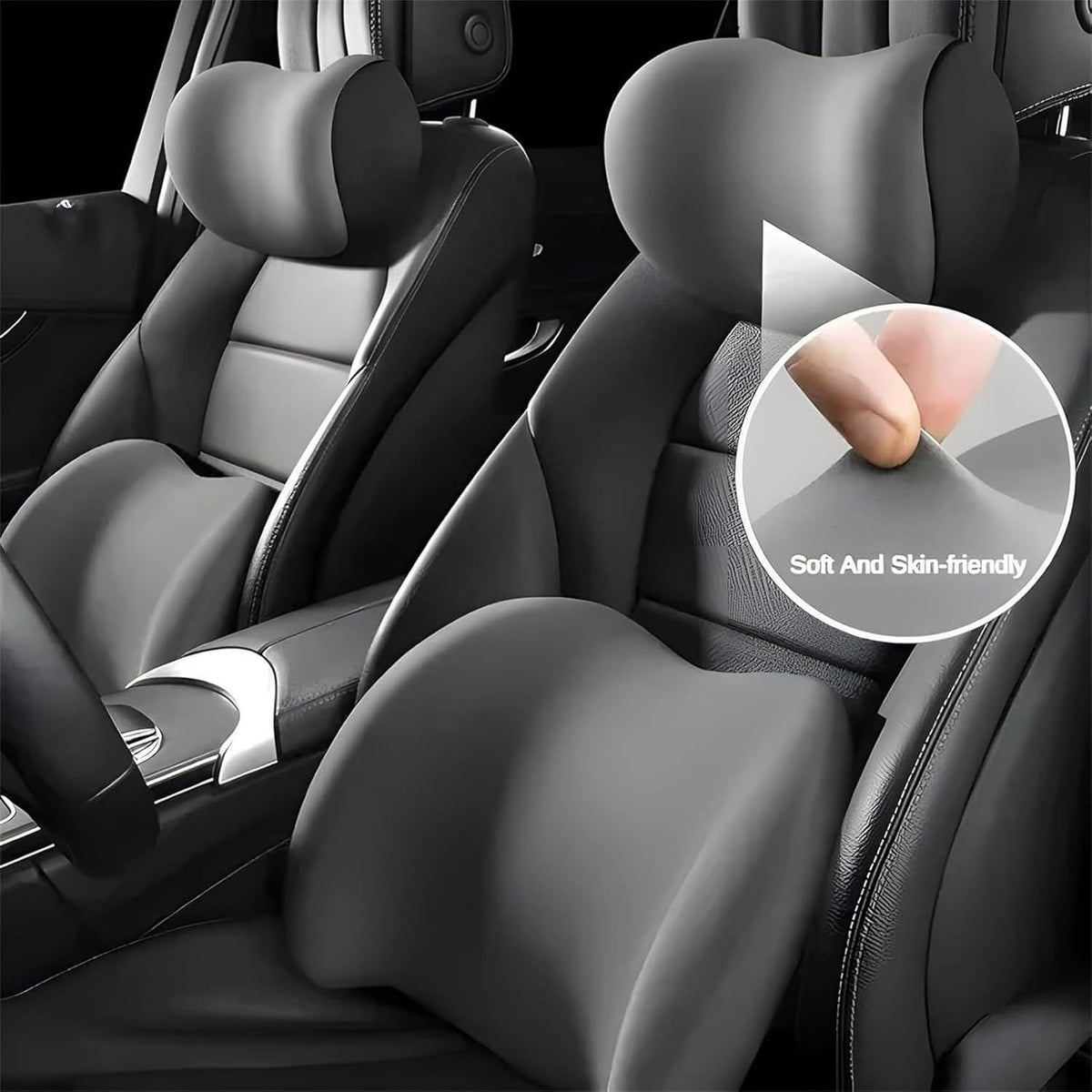 Universal Automotive Waist Cushion & Headrest Neck Support - Four Seasons Comfort