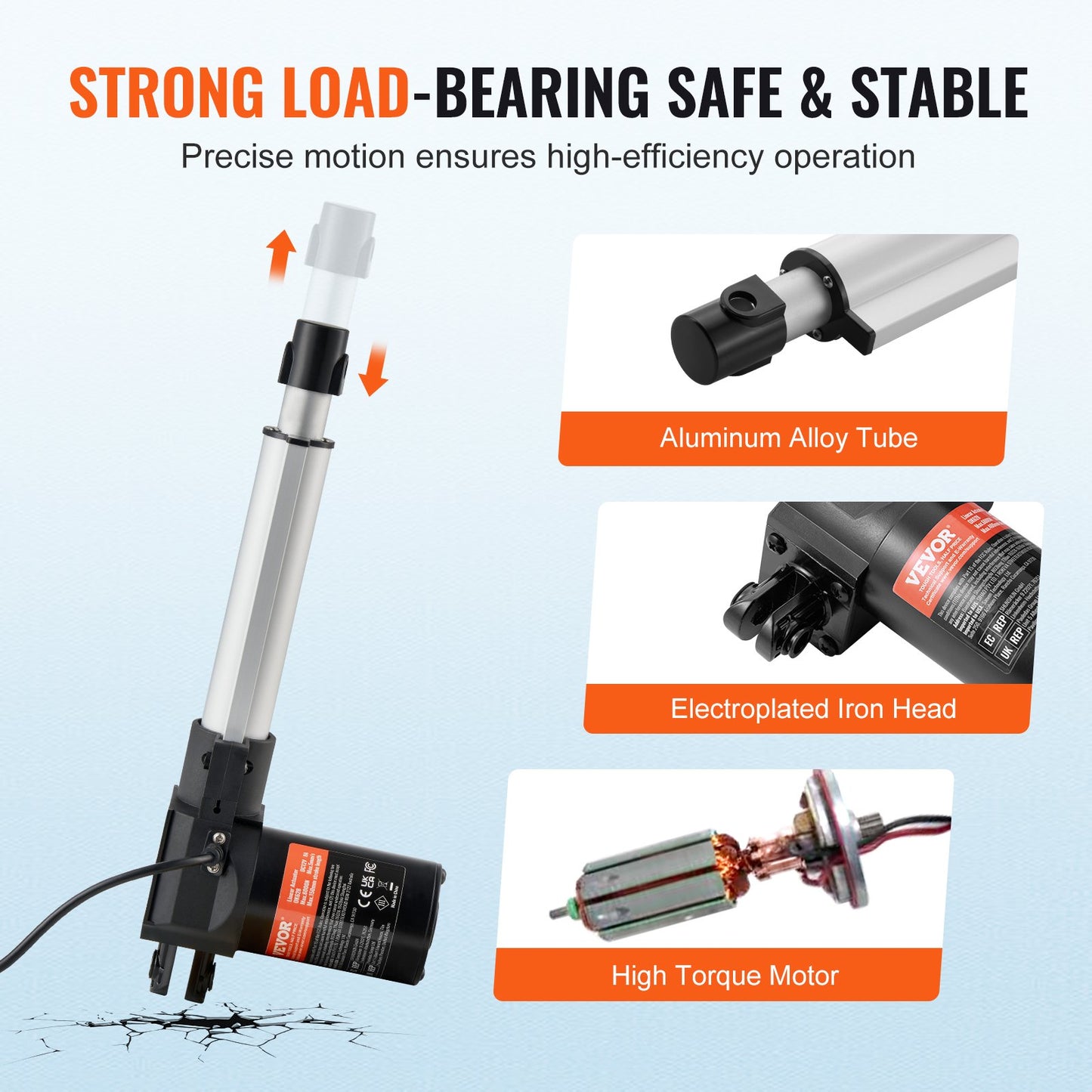 12V Heavy Duty Linear Actuator 6 Inch 1320lbs/6000N with Mounting Bracket