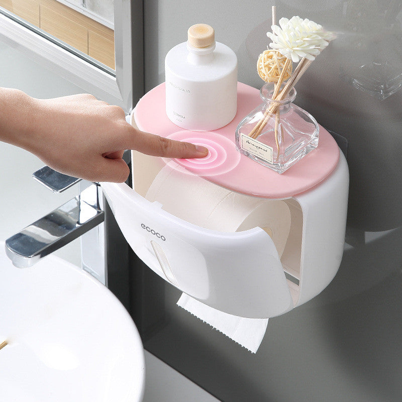 Wall-Mounted Waterproof Toilet Tissue Box Rack with Perforated Design