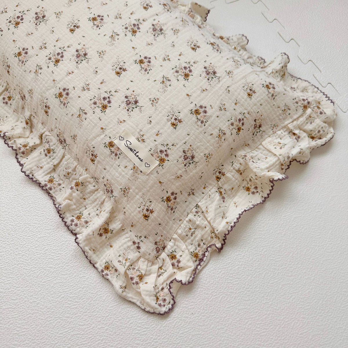 Korean Floral Cotton Gauze Pillowcase - Soft Home Bedding
