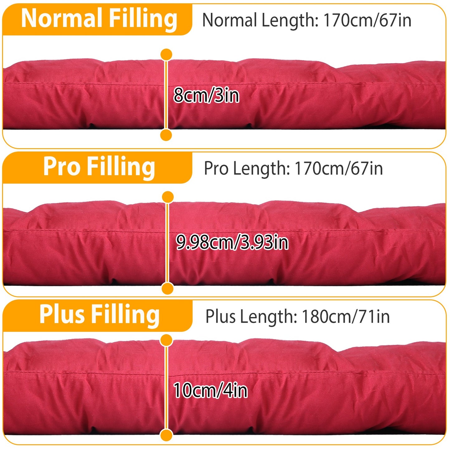 Comfortable Lounger Cushion for Deck Chairs - 67x22in & 71x22in Options