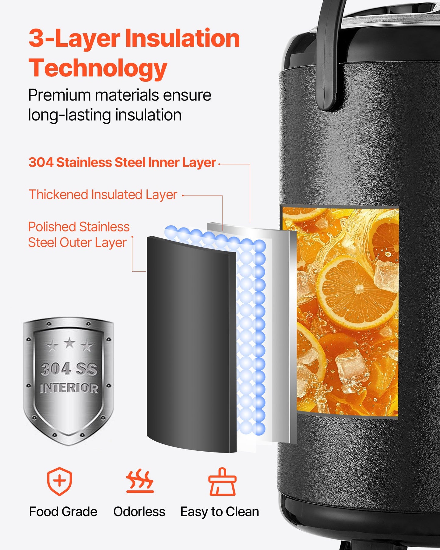 3.2 Gallon Insulated Beverage Dispenser - Hot & Cold Stainless Steel