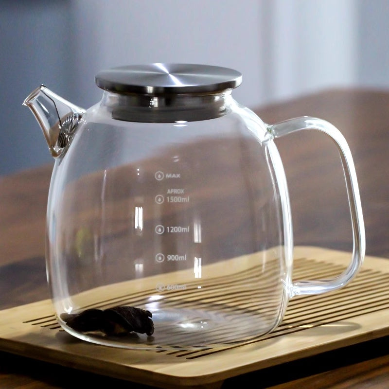 High Borosilicate Glass Teapot 1L with Heat-Resistant Options for Tea Brewing
