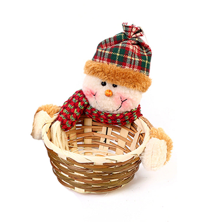 Christmas Decoration Storage Basket with Santa Snowman Elk Candy Holder